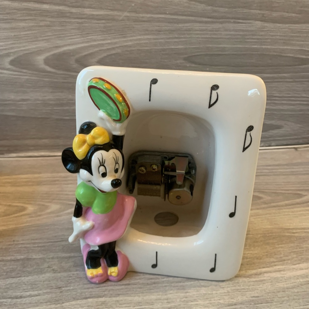 Vtg Schmid Walt Disney Minnie Mouse Picture Frames set Music Box Made in Japan